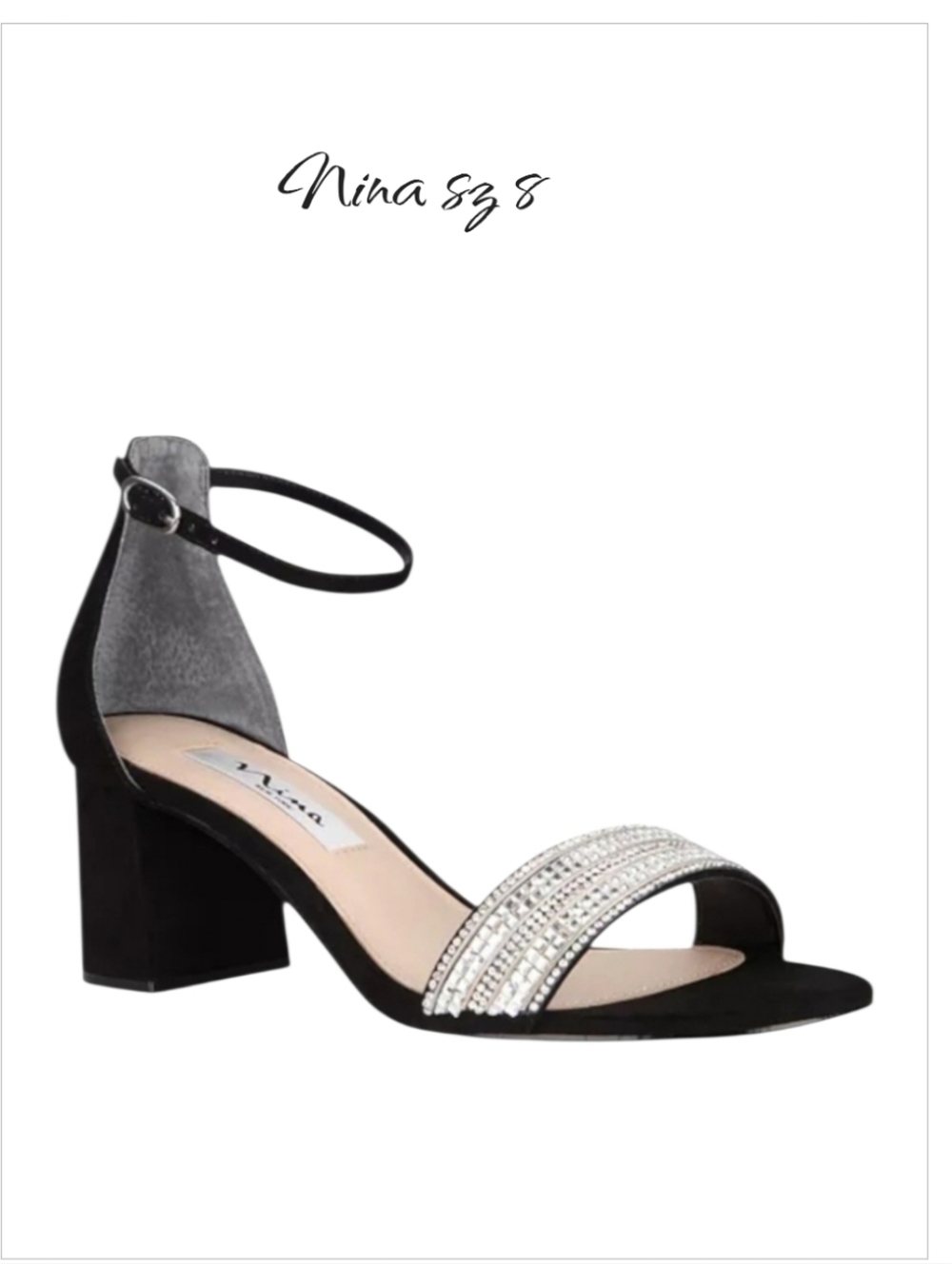 New Nina Evening Block-Heel Sandals sz 8